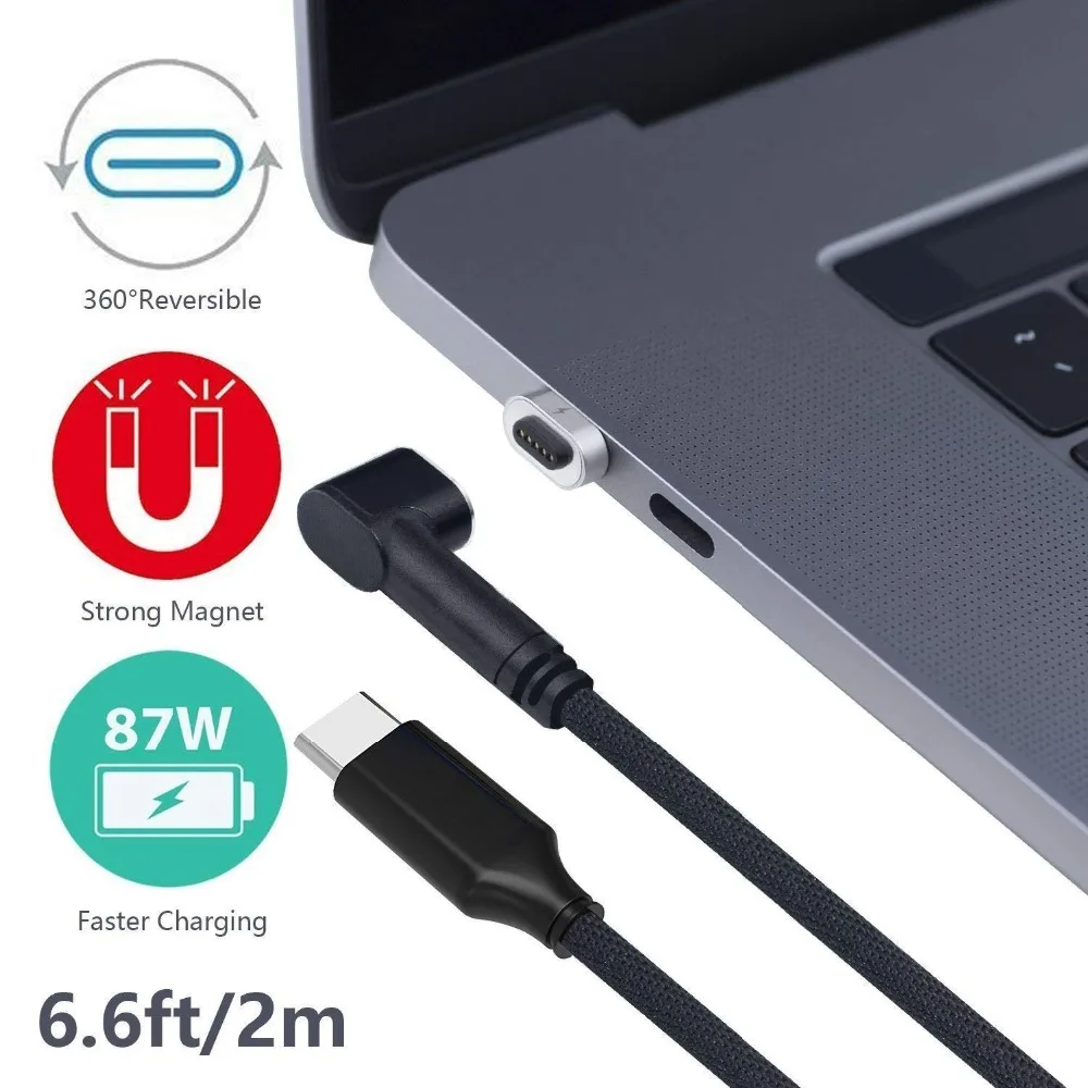 Магнитный адаптер USB C Type на PD 87W100W кабель быстрой зарядки для MacBook Pro HP Spectre Lenovo Yoga