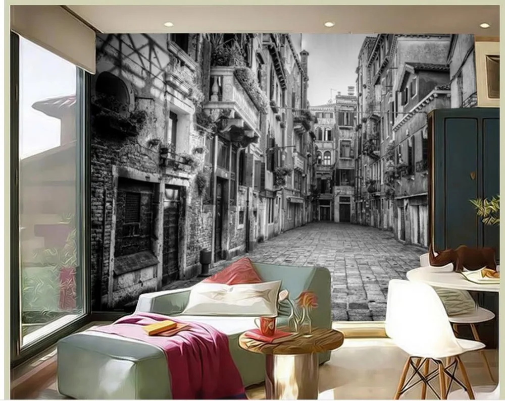 Высокое качество настроить размер современный белый и черный здание 3d настенные