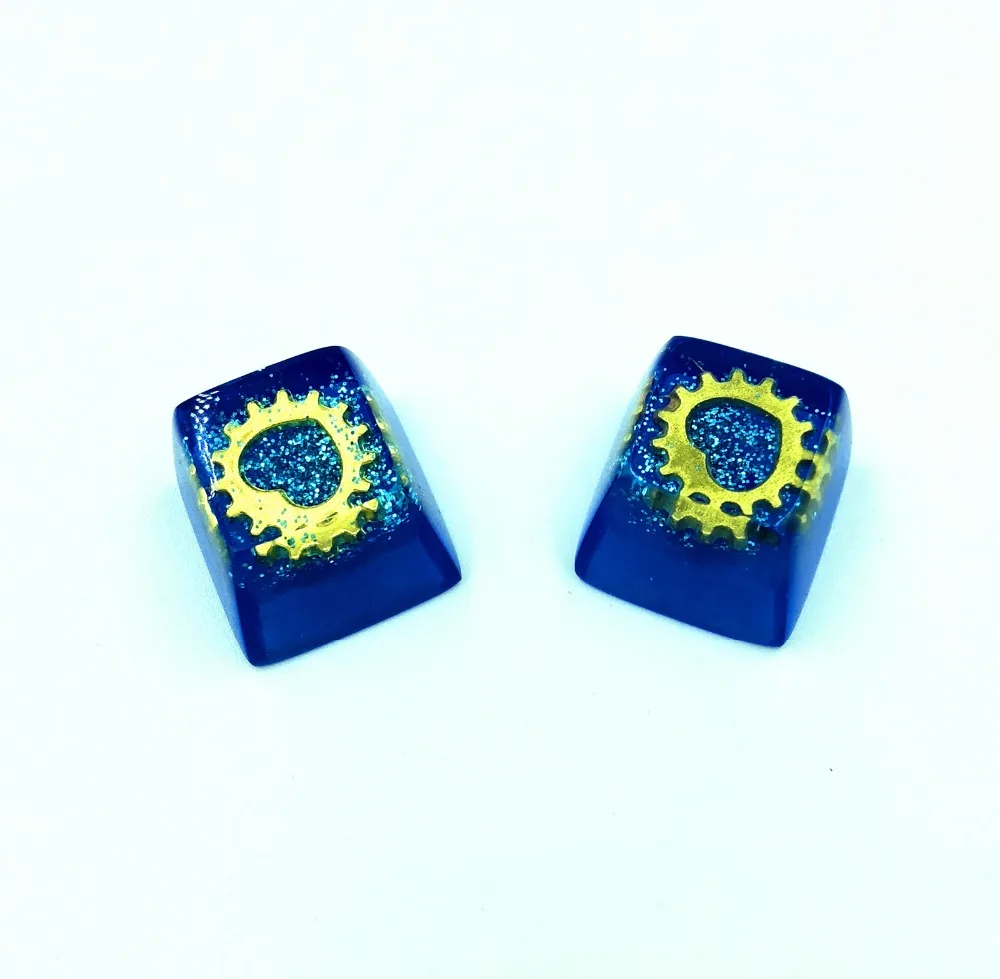 Сердце океана ручной работы толстые смолы ключ крышка s синий и желтый подсветкой