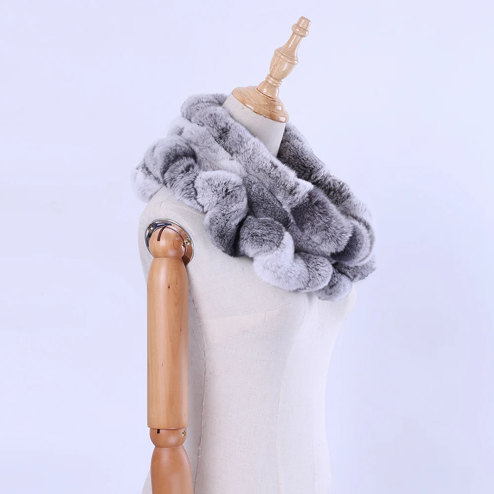 Женский зимний шарф-Кольцо из натурального меха кролика рекс |