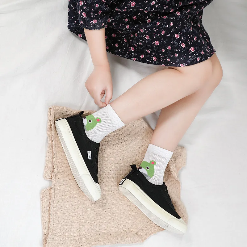 Calcetines de malla de algod&oacute;n con dibujos animados para ni&ntilde;o y ni&ntilde;a, medias de 3 a 15 a&ntilde;os, 5 pares, primavera y verano, novedad de 2019-3