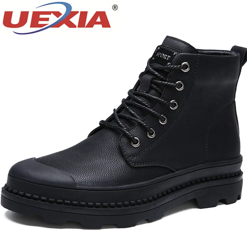 UEXIA/зимние теплые мужские ботинки повседневная мужская обувь без шнуровки