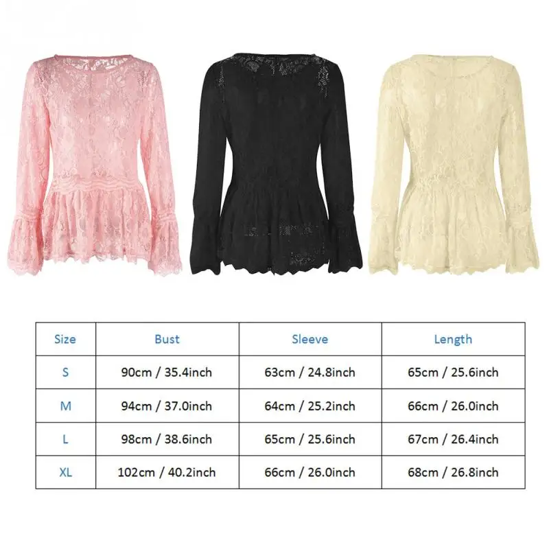 Женский сексуальный черный кружевной топ новинка 2018 модная блуза с длинными