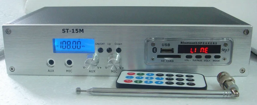 2017 Новый 1 5 W/15W PLL стерео fm передатчик вещания 87 ~ 108MHZ хост + маленькая антенна mp3