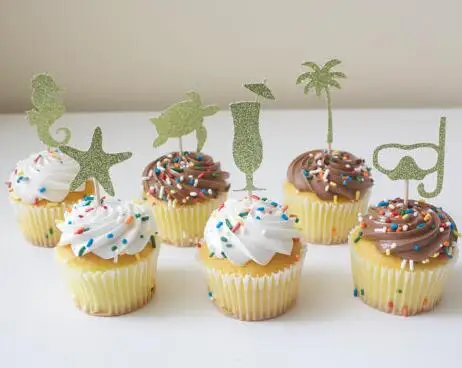 

Блестящие пляжные тропический день рождения топперы для свадебного кекса Hawaiin вечерние украшения торта пончик приборы для еды