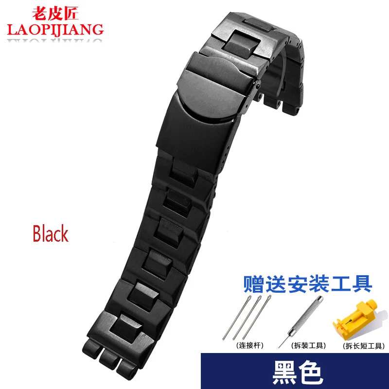 Laopijiang 19 мм swatch браслет из нержавеющей стали SWQ YCS570G водонепроницаемый ремешок с выпуклым и выпуклым горлом черный серебристый цвет - Цвет ремешка: Black