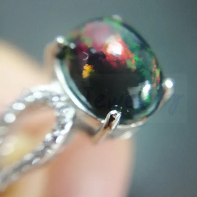 Кольцо с натуральным черным опалом,, серебро 925 пробы, 9*11 мм, 2.2ct, драгоценный камень для мужчин или женщин, хорошее ювелирное изделие# J97301