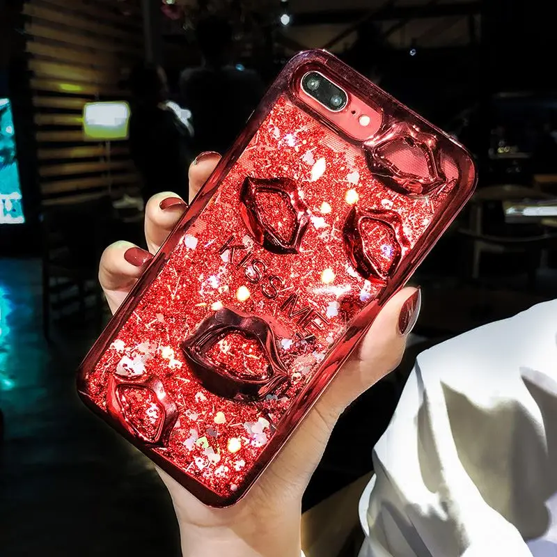 Жидкость зыбучие пески Чехлы для Iphone 7 Чехол Покрытие губы 8 плюс крышка мягкая TPU