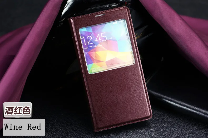 Wine Red IC чип чехол s для samsung Galaxy S5 SV i9600 9600 Авто спящий чехол Корпус батареи чехол умный вид Окно Флип кожаный чехол - Цвет: Wine Red