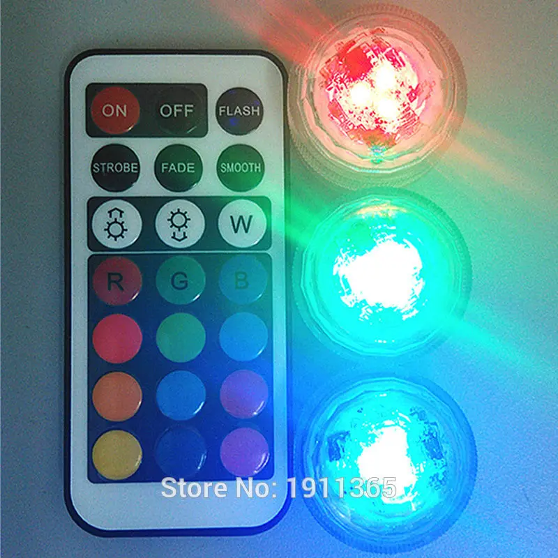 100x Wedding Decoration Remote Control Submersible LED Party Tea Mini Light With Battery Vase Hookah Halloween Decor Table