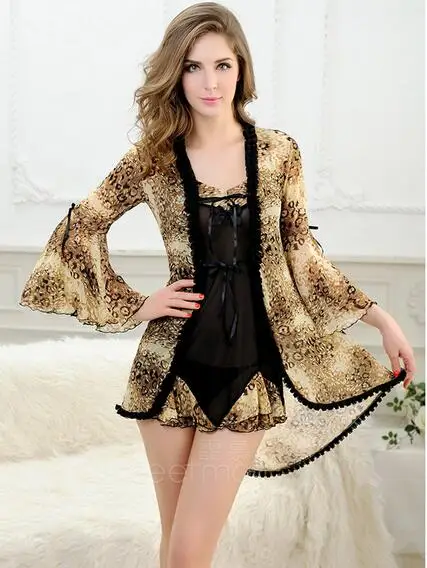 Роскошное высококачественное женское леопардовое кружевное газовое ночное