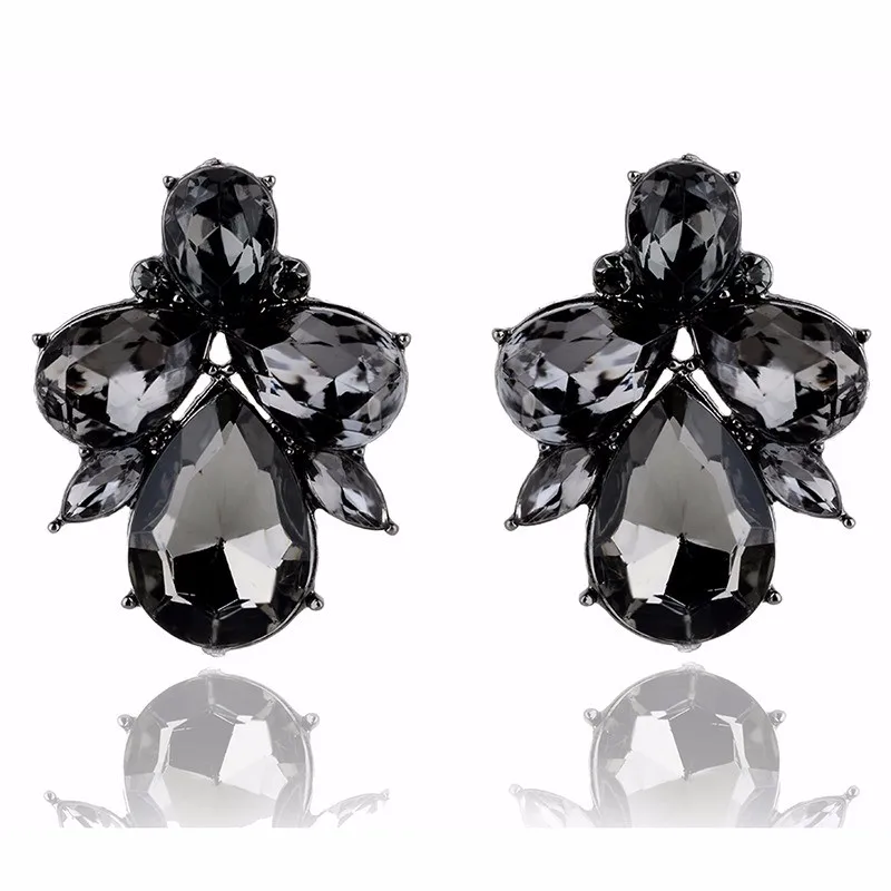 New Design 2017 Opal Stone Stud Earrings Elegant Crystal Fashion crystal Women Christmas Party For gift|earrings christmas|elegant crystalstone studs