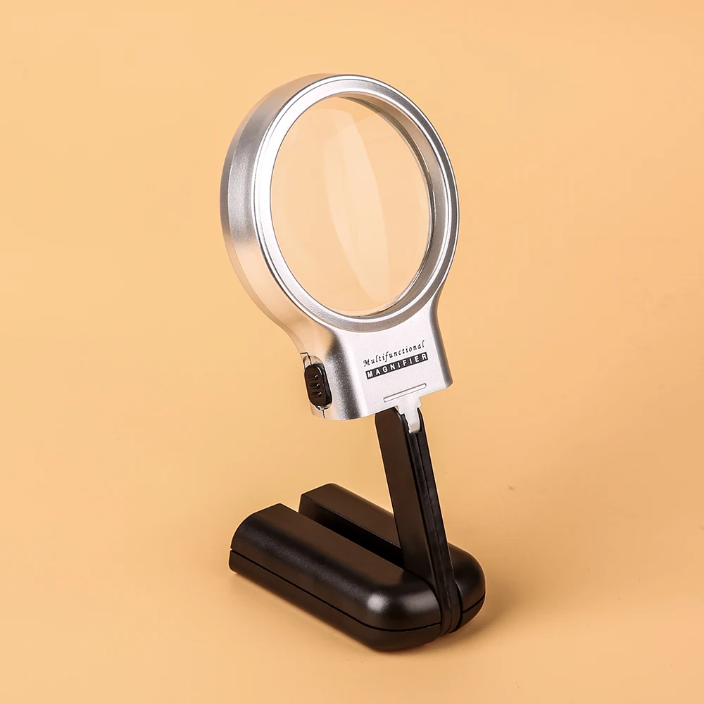 BIJIA Многофункциональный складной Desktop ручная Лупа с 2LED свет увеличительное