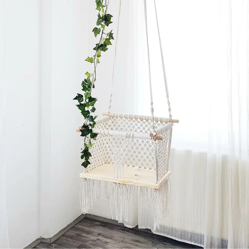 Indoor garden wind baby Baby Swing Chair cradle outdoor leisure baby hammock kids swinging hanging bed for children White color