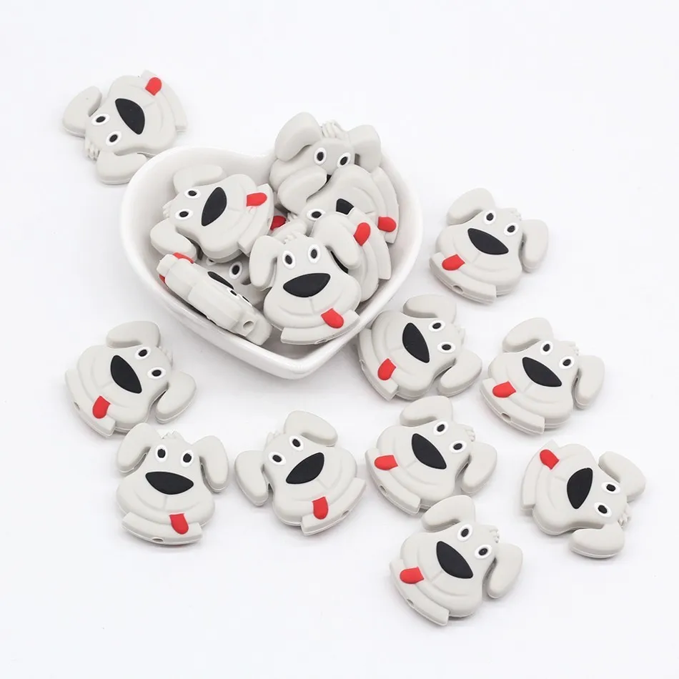 Apricot 10pc 10 шт. без БФА, силиконовый бисер, Товары для малышей, игрушки для прорезывания зубов, мини-собака, Койот, лебедь, кошка, олень, Силиконовый грызунок, детский Прорезыватель - Цвет: Apricot 10pc