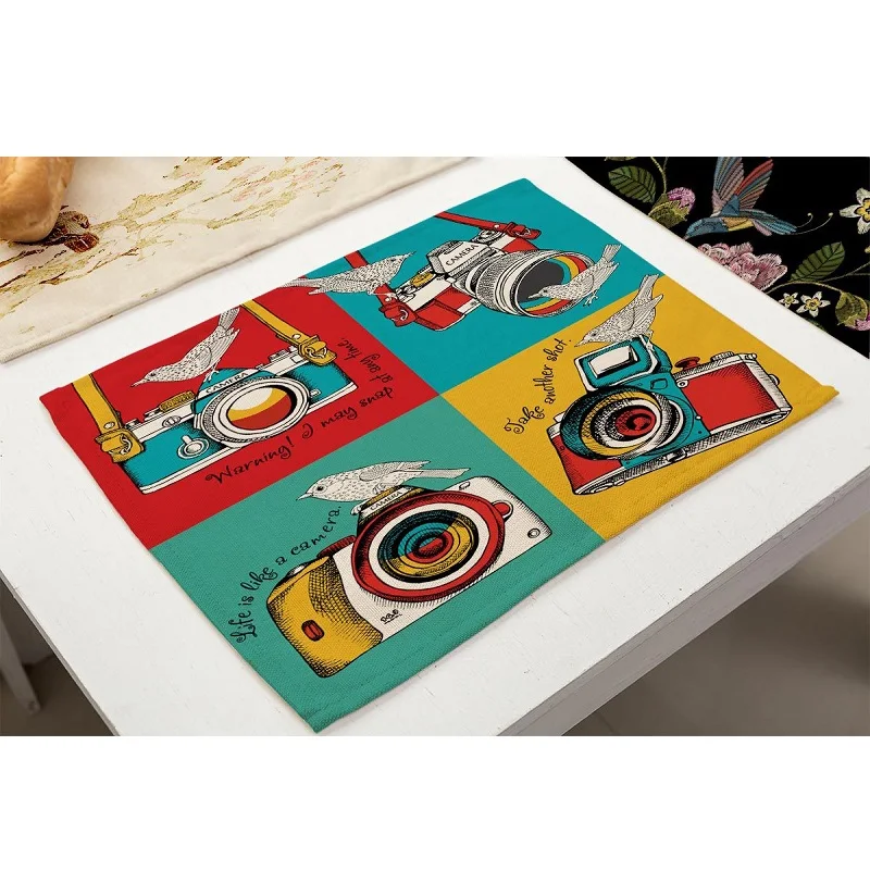 4 шт./комплект декоративные коврики из хлопка и льна|Столовые салфетки| |