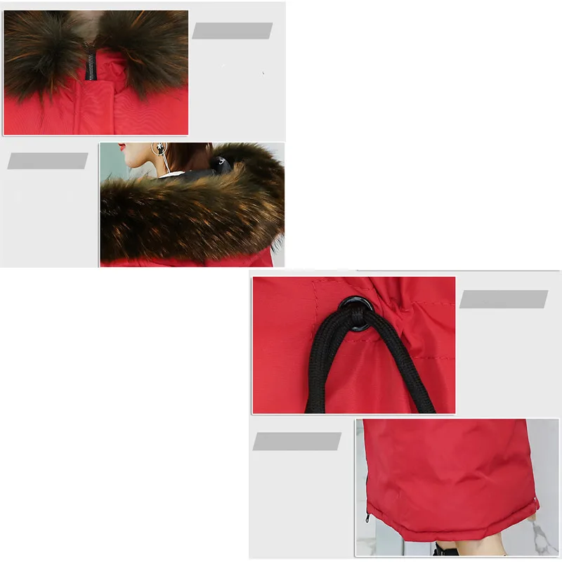 

Both Sides Wear Parkas Female Jacket Feminine Winter Coat 2018 New Fashion Big Fur Collar Hooded Thick Warm Long Padded Jacket