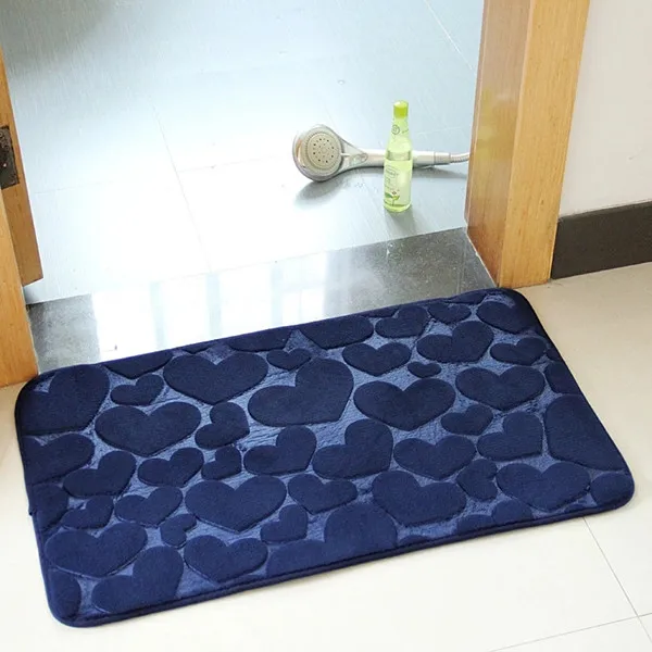 dark blue heats Коралловый бархатный коврик для туалета, супер впитывающий коврик для душа, мягкий коврик для ванной комнаты, Противоскользящие коврики для ванной, разные цвета - Цвет: dark blue heats