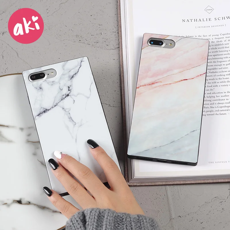 AKI Marble Phone Case for Cover iPhone 7 Luxury Granite Stone Pattern Soft Cilicone Conque 8 6 6s Plus X |
