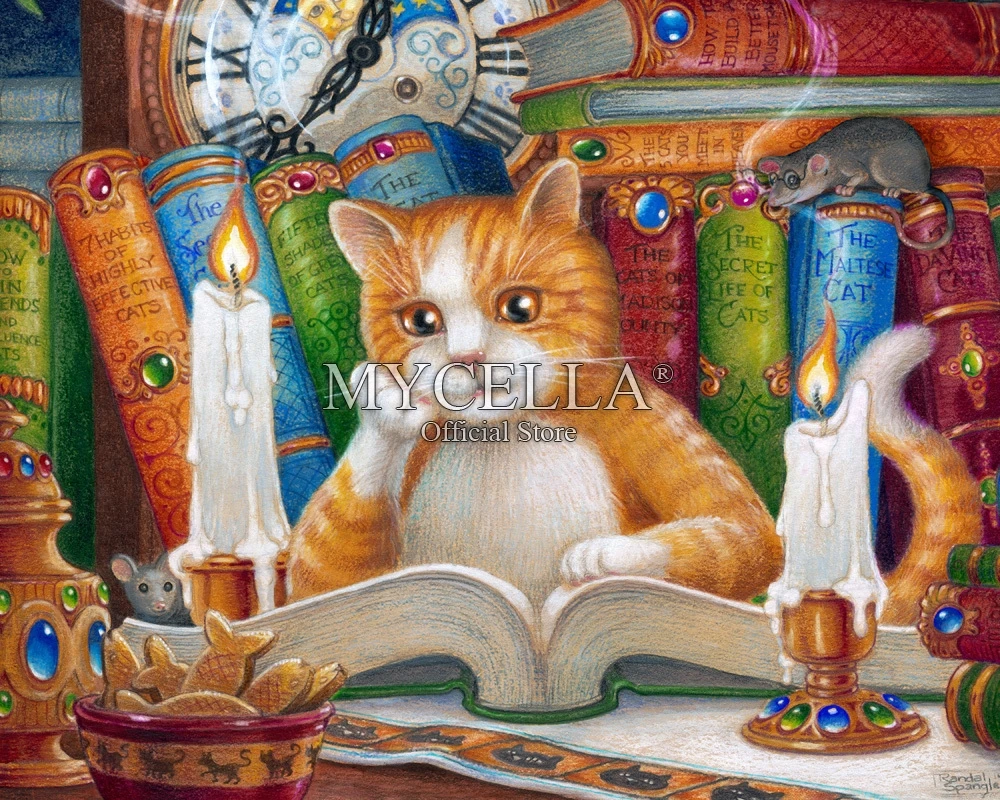 

Wall Stickers 5D Diy Diamond Painting Cross Stitch Diamond Mosaic Literate Cat Animals Art Embroidery Home Decor Christmas gifts
