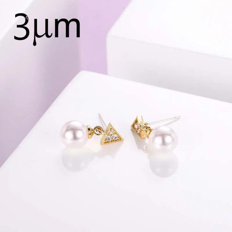 3 мкм Новое поступление серьги с белыми Кристальные винтажные жемчужные золотые