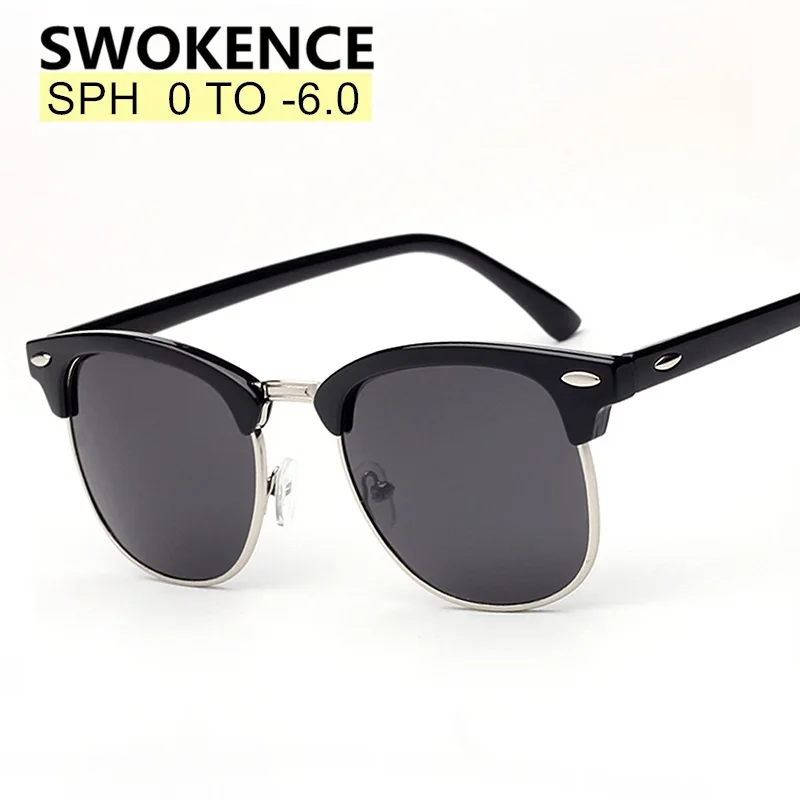 

Очки по рецепту SWOKENCE SPH-0,5 до-6,0 для близорукости, мужские и женские модные солнцезащитные очки, поляризационные серые линзы, короткие, WP015