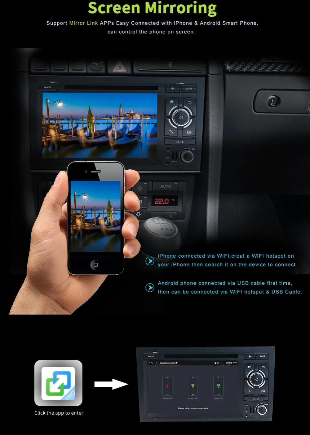 4 ядра 7 дюймов Android 1 Автомобильный DVD плеер для автомобиля Audi A4 2003 2008 сенсорный