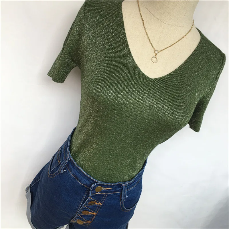 Пуловер женский трикотажный с коротким рукавом ярких цветов ZZ095 2017 | Женская