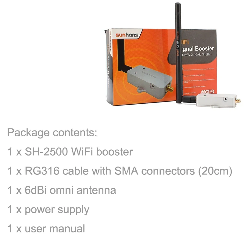 Sunhans SH-2500 Wi-Fi усилитель сигнала 2 4 ГГц 2500 мвт 34dBm IEEE 802.11b/g/n Беспроводной Wi Fi
