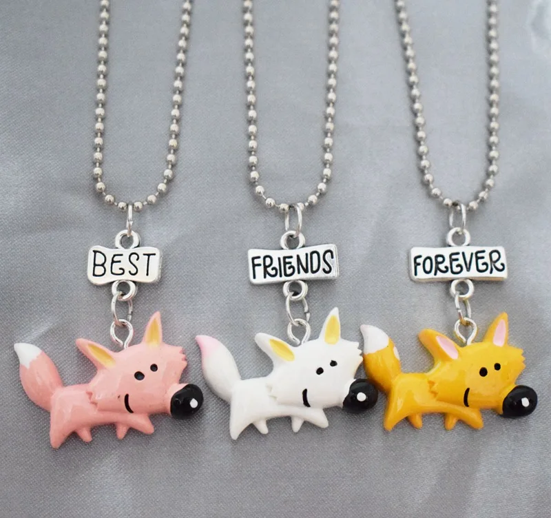 Подвеска лиса из смолы милый умный детский ожерелье Best Friends Forever с изображением