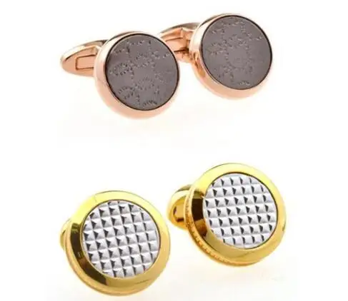 10 пар/лот Винтаж золото/розовое золото круглые запонки гравировки