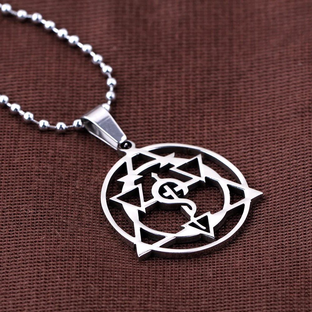 Горячая аниме Hagaren цепочка круглые бусины колье полностью металлический