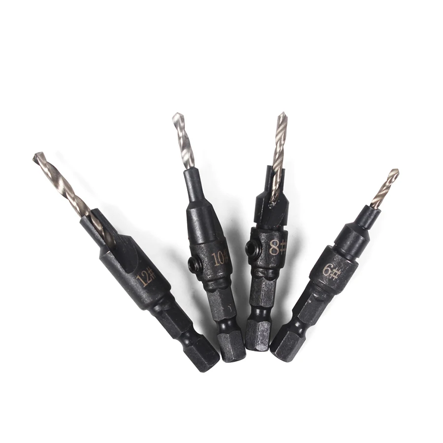 4 шт./лот Hss деревообрабатывающий Ti набор сверл с зенковкой быстрая замена