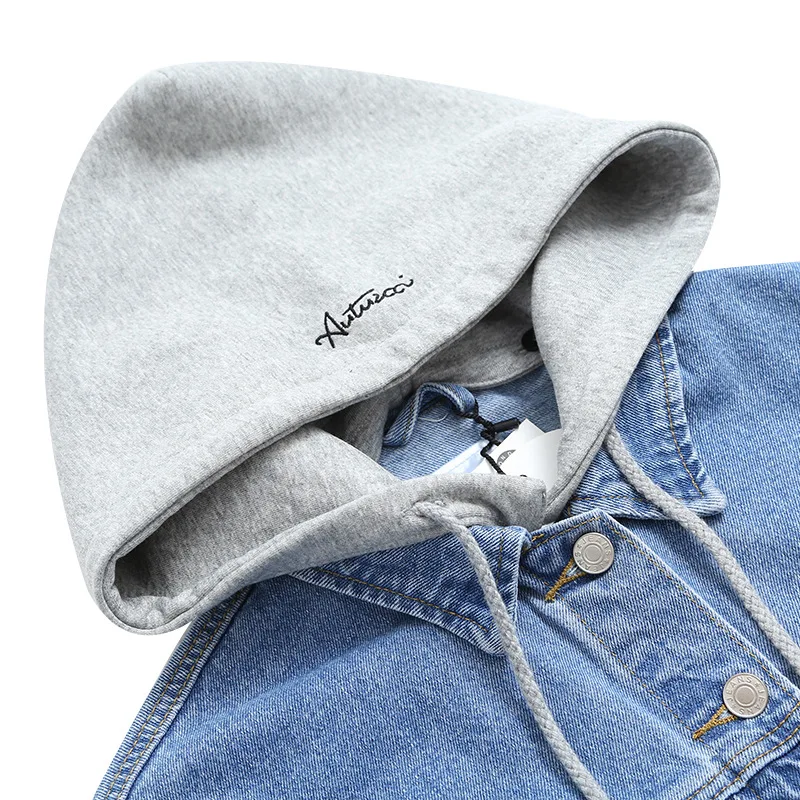 Карман джинсовой куртки Для женщин Однобортный Лоскутная Гуд Outcoat тонкий пальто