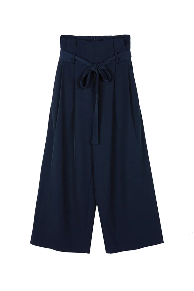 С поясом коробка плиссированные брюки палаццо женские элегантные свободные