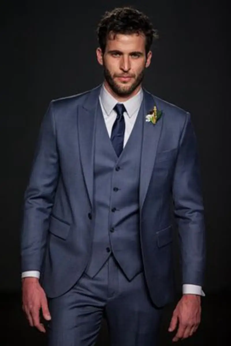 

New Bespoke Mens Tuxedos 3 Pieces Jacket+Pants+Vest Wedding Party Formal Suits C141