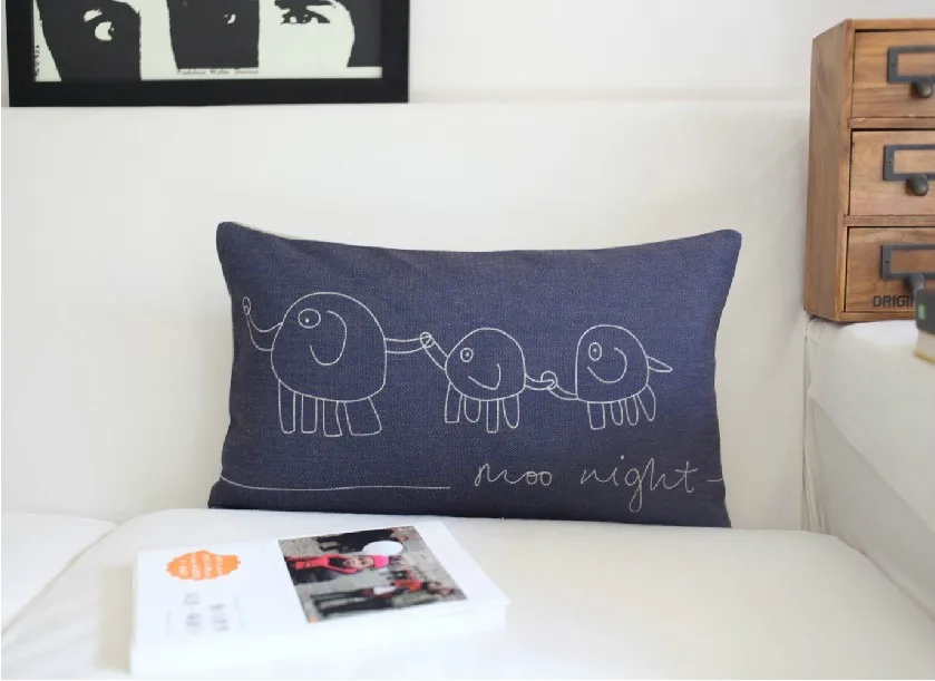 cartoon Pillow covers Cute baby elephant Cushion Cover Linen case Office Home Decor sofa cushions 30*50cm | Дом и сад