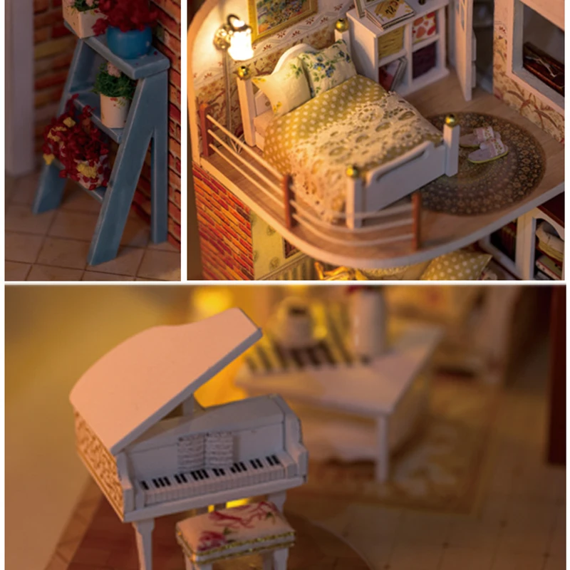 DIY Кукольный дом Миниатюрный домик с мебели Ретро стиль 3D деревянный креативные