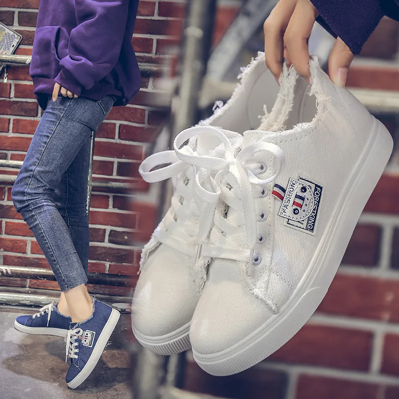 Новинка 2019 года сезон весна-лето Женская парусиновая обувь кроссовки на плоской