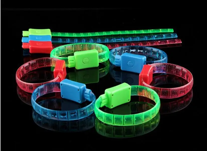 12PCS/LOT Colorful Soft Rubber Led Flashing Bracelet Christmas Decoration Light Up Party Supplies Glowing Wristband | Дом и сад