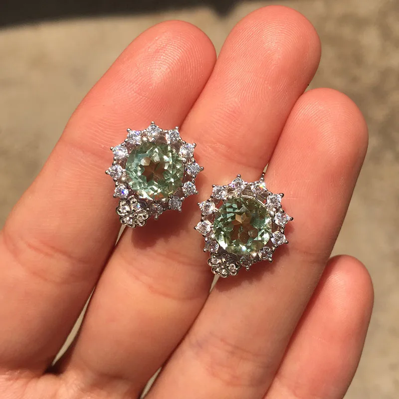 Женские серьги из серебра 925 пробы с аметистом 8 мм|Серьги-подвески| |