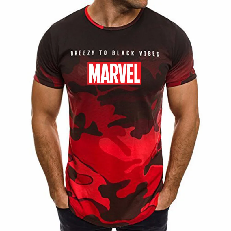 Ультратонкая футболка с коротким рукавом Marvel модный принт супергероев круглым
