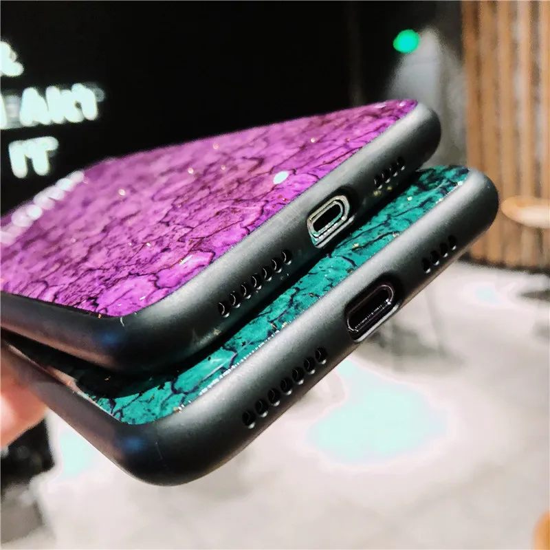 

Tzomsze Glitter Gold foil Personality Crack Phone Case For iPhone X XS XR XS MAX XR 6 6S 7 8 Plus Cases Luxury Bling Cover Funda