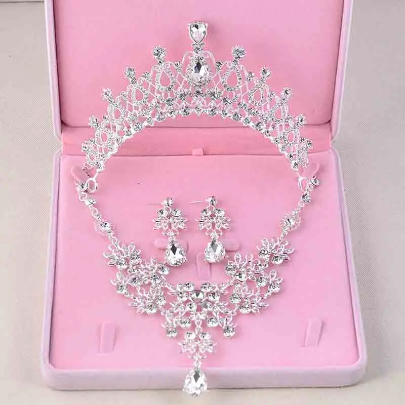 Набор свадебных украшений 3 шт. стразы кристаллы ожерелье серьги диадема