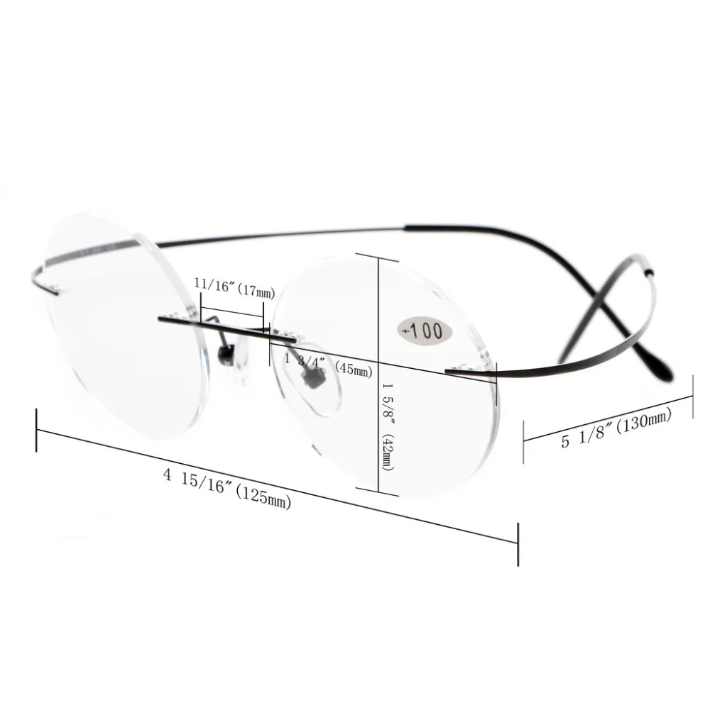 R15026 серые линзы Eyekepper Титан без оправы круглые очки для чтения Защита от солнца + 0