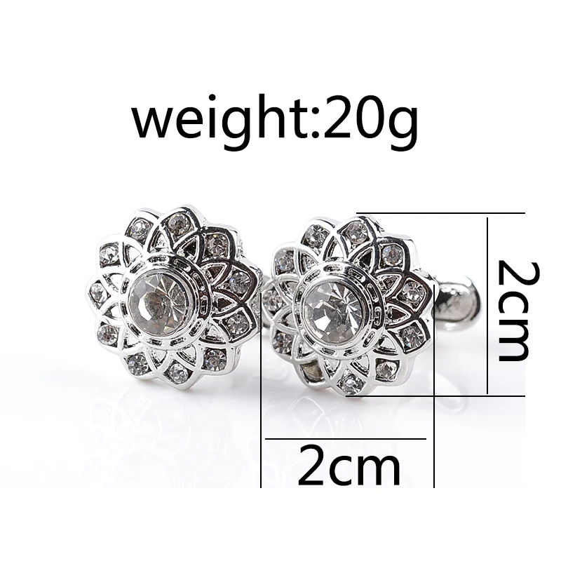 

High Quality Creative Novelty Vintage Hollow Flower Shape Crystal Cufflinks Business Gifts Exquisite Cuff Button
