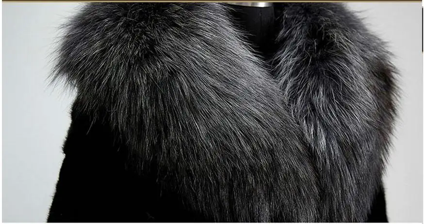 Women Black Faux Raccoon Fur Collar Jackets Long Section Fashion Female Coat Casaco Feminino Man-Made Coats K432 | Женская одежда