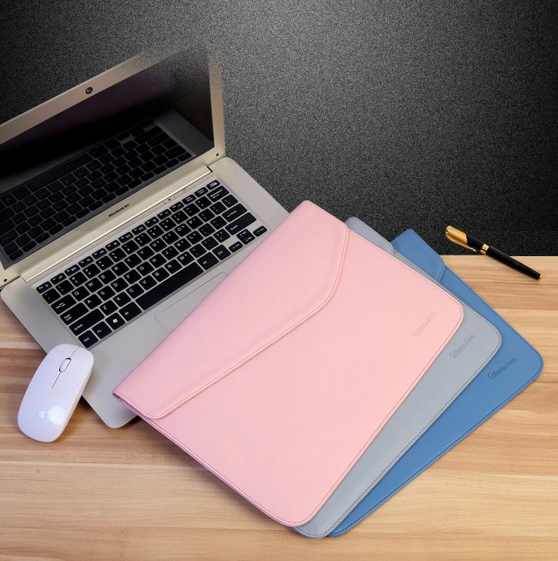 Тонкая сумка для ноутбука из искусственной кожи для Macbook Pro 13 Air 11 12 14 чехол для женщин и мужчин водонепроницаемый Гладкий Магнитный адсорбционный чехол