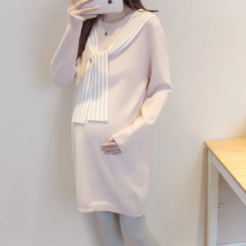 Теплые платья-свитера для беременных 2 цвета женские свитера с длинным рукавом
