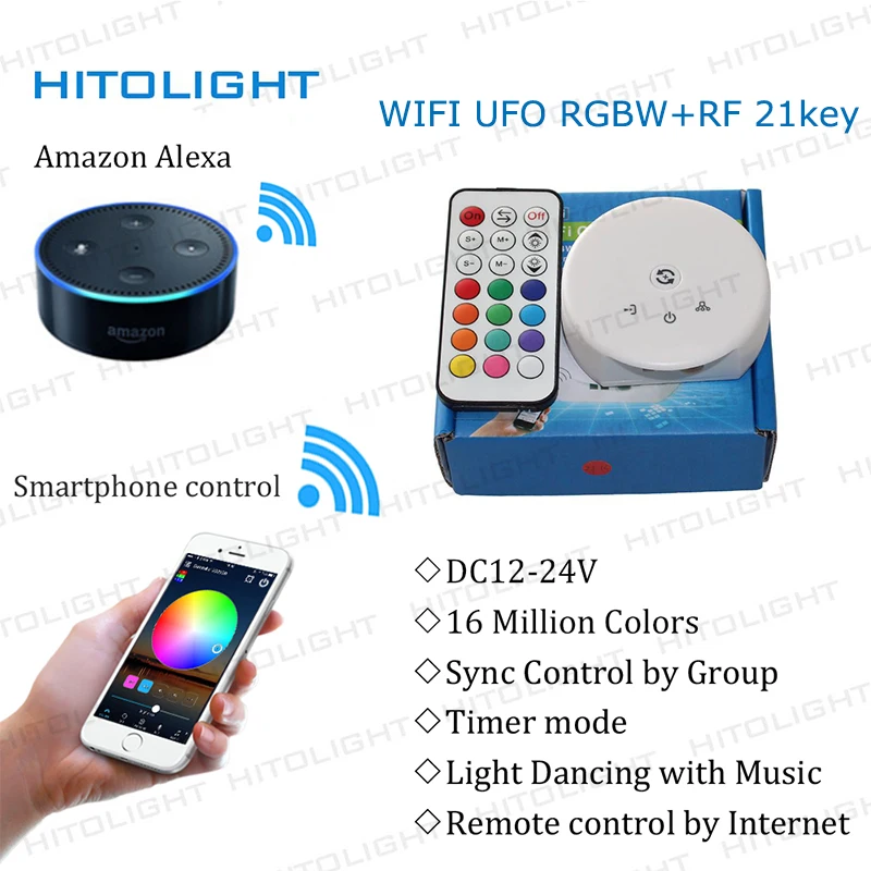 Wi-Fi UFO RGBW лента для управления освесветильник от AmazonAlexa GoogleHome Smart Phone + IP65/IP20 5M 300LED 5050